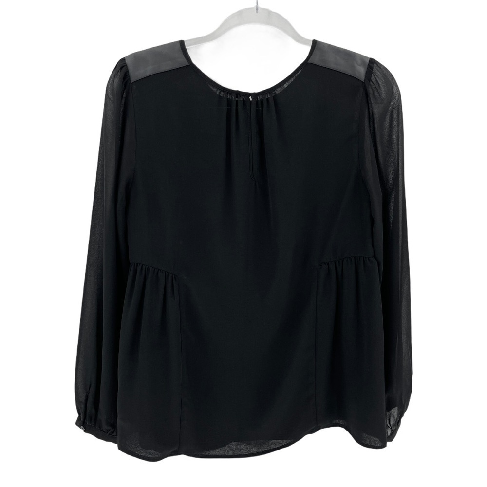 Zara Basic Black Panel Shoulder Sheer Blouse Sz L - image 7
